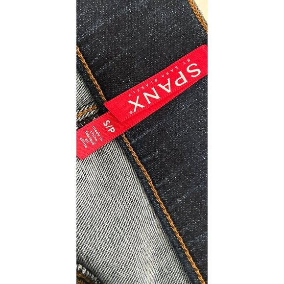 Spanx Pull On Vintage Denim Blue Legging Raw Hem Distressed Jeans Size S/P - Picture 8 of 8